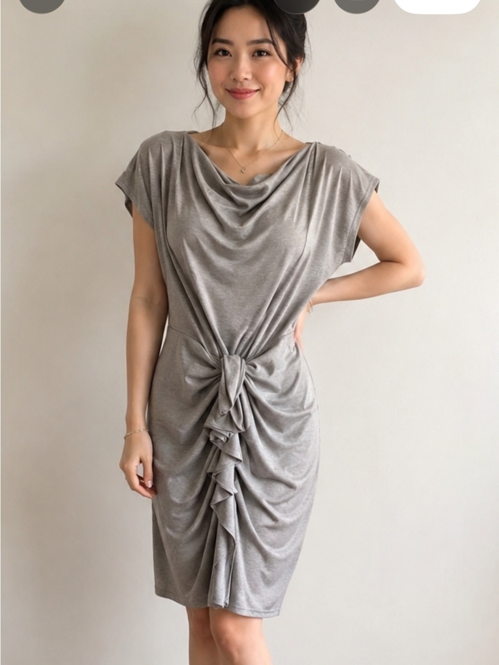 Envi NWT Chic Gray  t-shirt Dress with cute ruffle detail at waist
